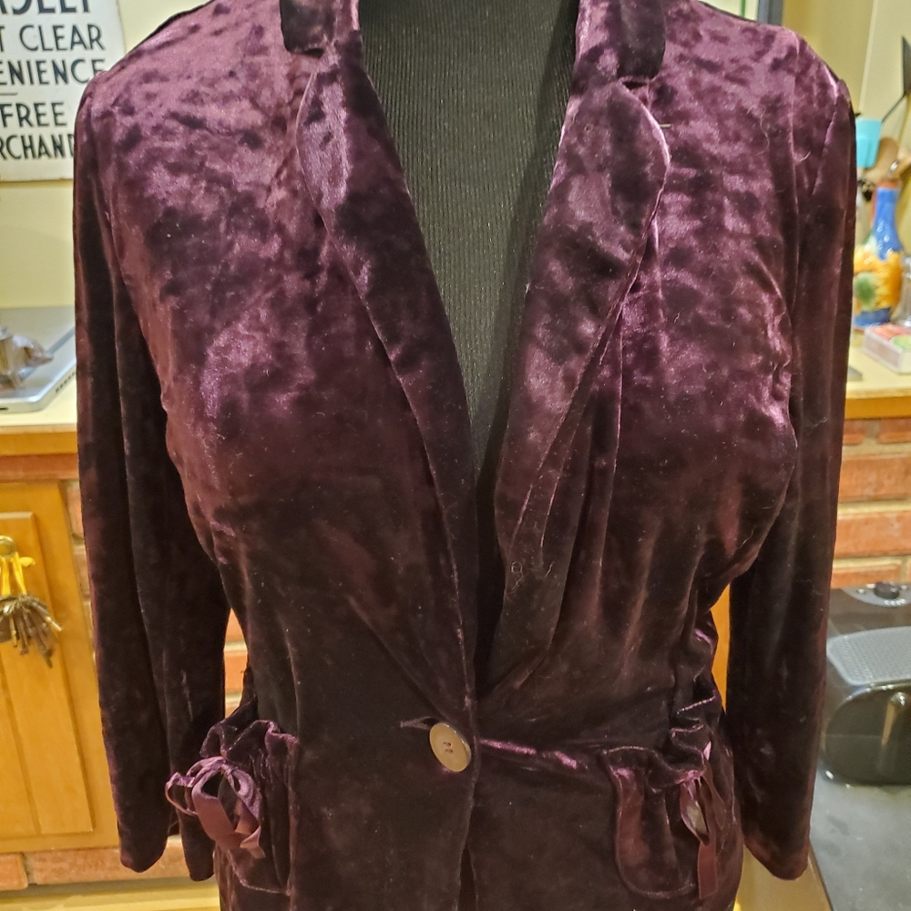 Purple crushed velvety jacket